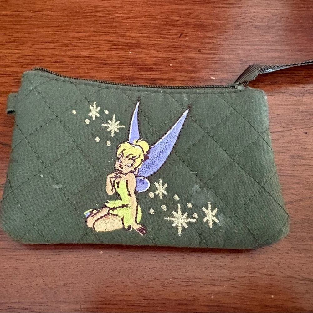 Vera Bradley x Disney Green Quilted Tinkerbell Embroidered Wallet